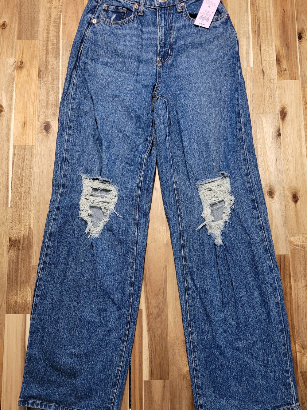 wild fable Blue Distressed High-Rise Straight Leg Jeans
